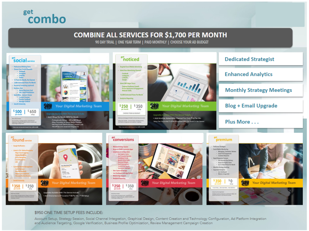 Get Combo all-inclusive social media marketing package